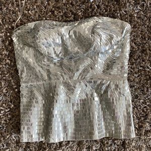 Alice + Olivia silver sequin tube top